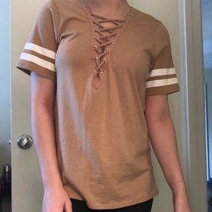 Mauve Tie Up Baseball Tee